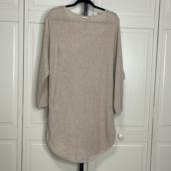 Michael Kors Womens Sweater Dress Sz L Tan Long Sleeve Hi Low Hem Button Detail - Picture 6 of 9